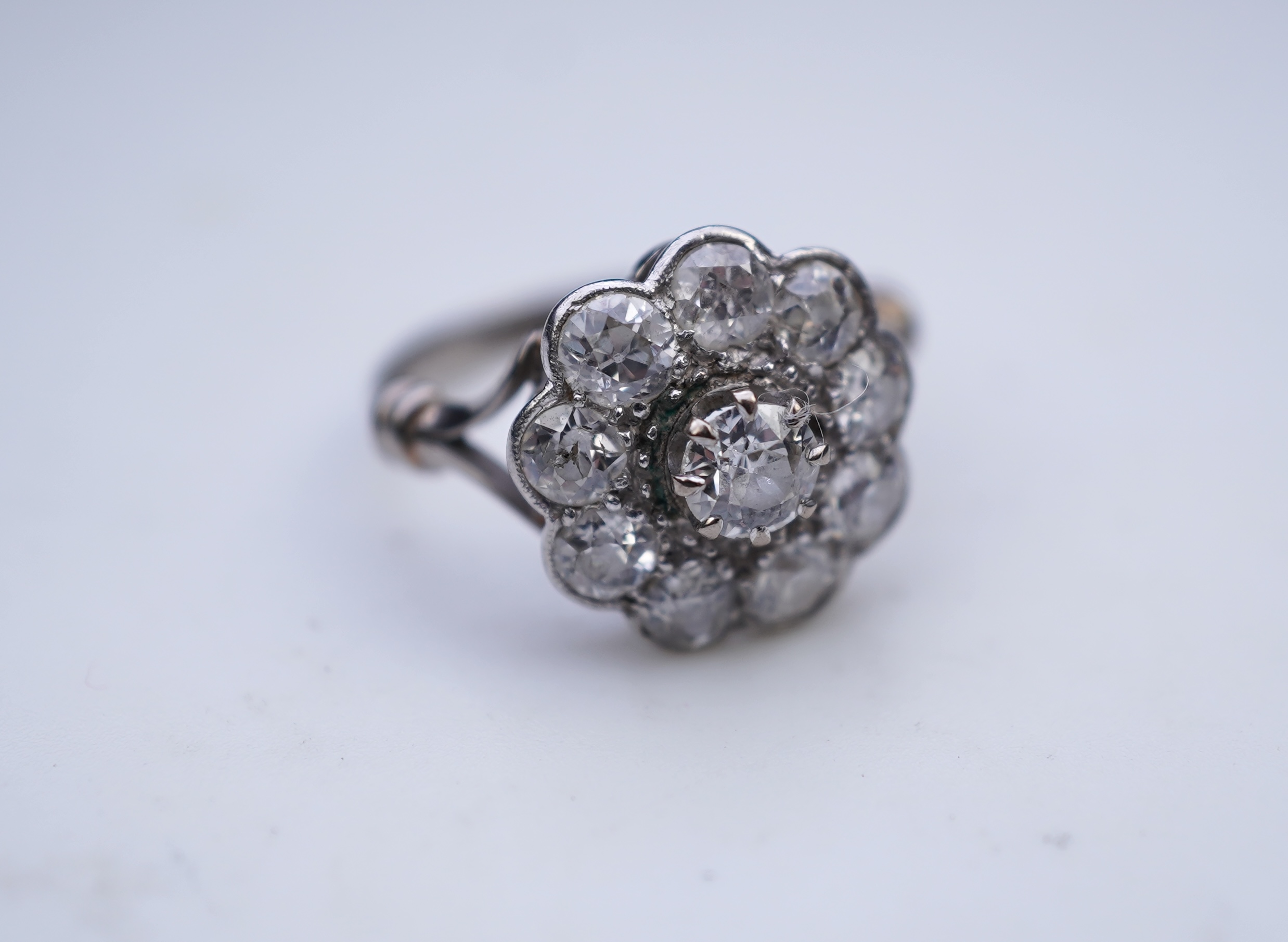 A diamond cluster ring, early 20th century